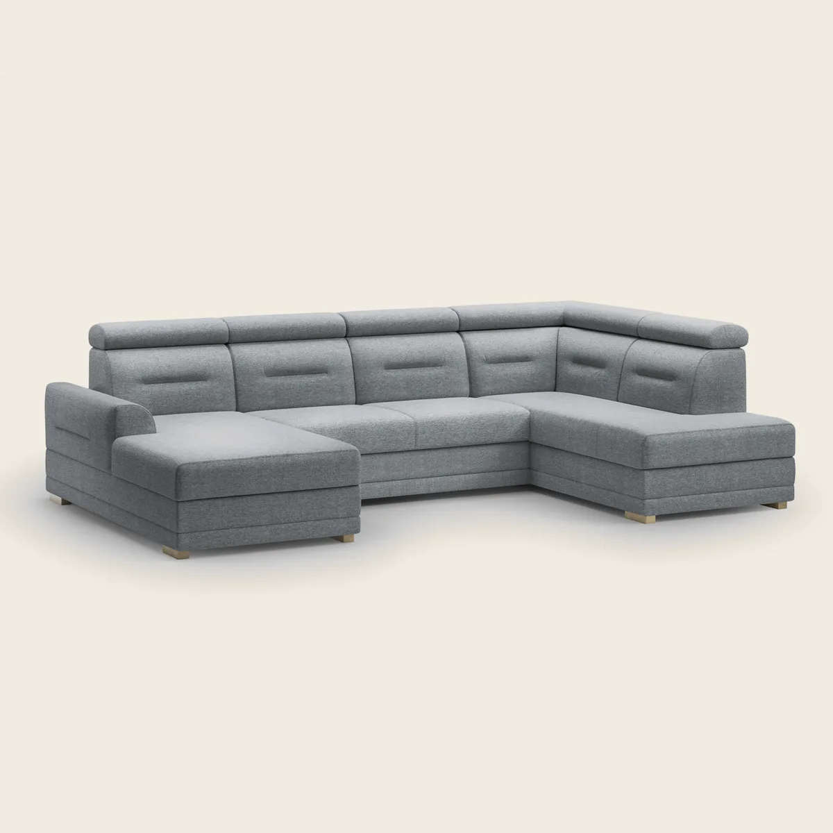 SALTO U formos kampinė sofa su šezlongu ir otomane, bendras vaizdas