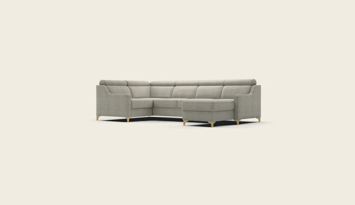 SMART didelė kampinė sofa su šezlongu ir otomanės moduliu
