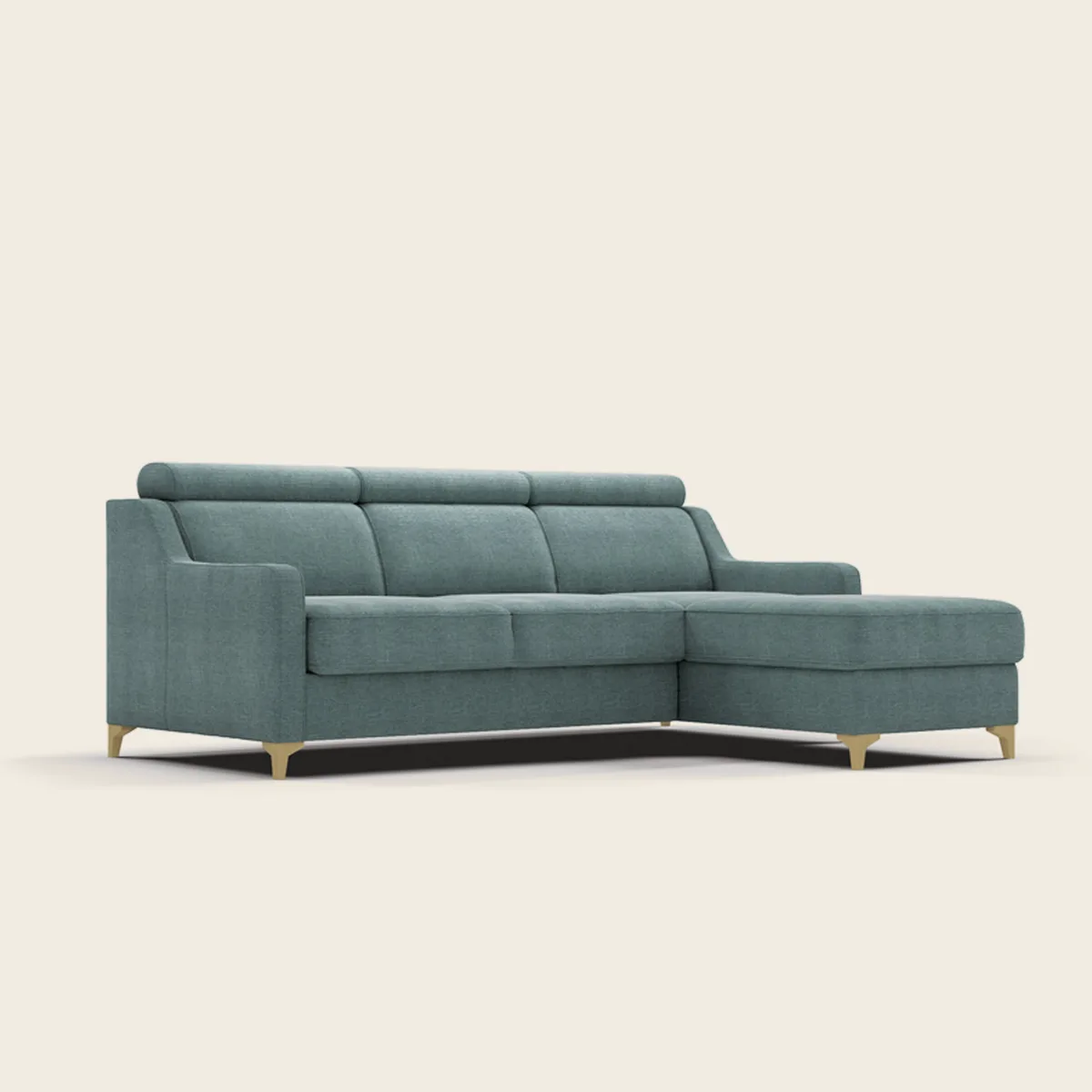 SMART maža kampinė sofa studijoje su reguliuojamais galvos atlošais